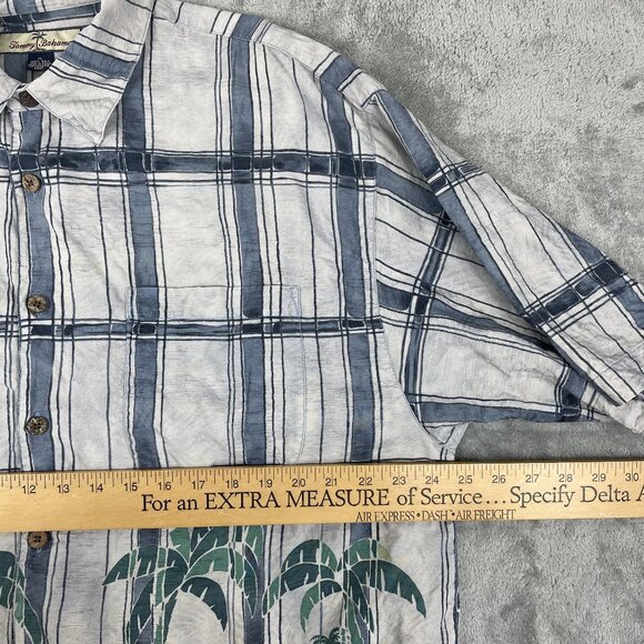 Tommy Bahama Mens 100% Silk Tropical Trees Striped AOP Camp Hawaiian Shirt XL - Picture 10 of 10